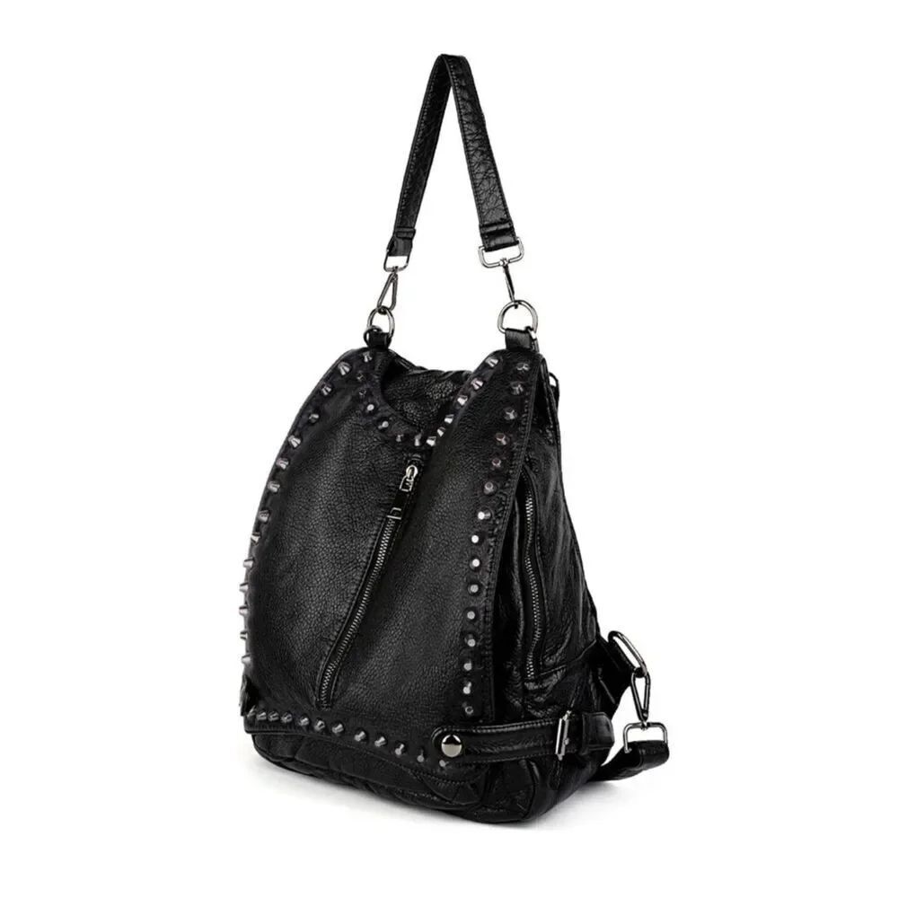 Leather Rivet studded backpack purse
